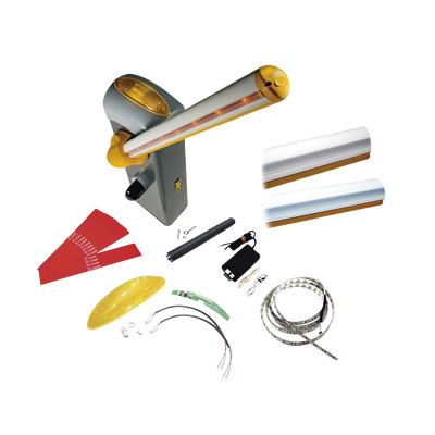 Kit de barrera GARD 4 con mástil Italiano / Izquierda y derecha configurable en campo / Incluye Iluminación LED Rojo/Verde / Pluma de 3.75 m / Cúpula con iluminación LED / Resorte Rojo CAME