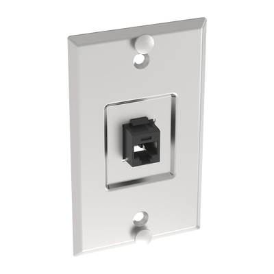 Placa de Pared Telefónica, Salida de 1 Puerto Keystone, Con Jack Cat6 Estilo 110 de Impacto, de Acero Inoxidable