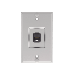 Placa de Pared Telefónica, Salida de 1 Puerto Keystone, Con Jack Cat6 Estilo 110 de Impacto, de Acero Inoxidable