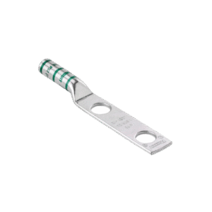 Terminal de Compresión Pan-Lug™ de Barril Largo, de Dos Orificios de 1/2", para Cable 6 AWG, Espacios Entre Orificios de 1.75".