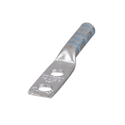 Terminal de Compresión de Barril Largo, de Dos Orificios de 1/4, para Cable 6 AWG, Espacios Entre Orificios de 0.63in