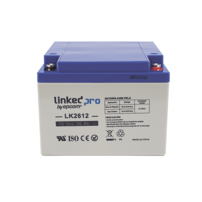 Batería 12 V / 26 Ah / UL / Tecnología AGM / Vida útil promedio de 5 años /Para uso en equipo electrónico, Alarmas de Intrusión / Incendio/ Control de acceso / Video Vigilancia / Terminales M5