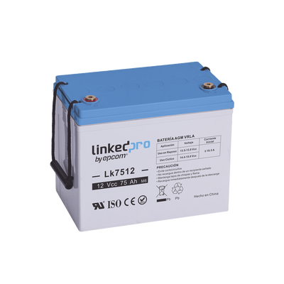 Batería 12 Vcc / 75 Ah / UL / Tecnología AGM-VRLA / Vida útil promedio de 5 años / Para uso en equipo electrónico / Sistemas de emergencia y aplicaciones fotovoltaicas Terminales T3 Batería 12 Vcc / 75 Ah / UL / Tecnología AGM-VRLA / Vida útil promedio de 5 años / Para uso en equipo electrónico / Sistemas de emergencia y aplicaciones fotovoltaicas Terminales T3