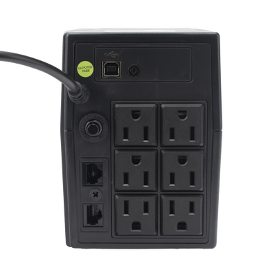 UPS 600VA/360 W Línea Interactiva / 6 Contactos 5-15R (4 Respaldadas) / Regulación de Voltaje / Protección RJ45