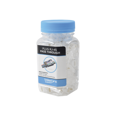 Bote con 100 Plugs Pass through RJ45 Cat6 sin blindaje, chapado de oro a 50 micras para durabilidad extrema