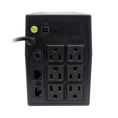UPS 800VA/480 W Línea Interactiva 120Vca / 6 tomas 5-15R (4 Respaldadas) / Regulación de Voltaje / Protección RJ45 UPS 800VA/480 W Línea Interactiva 120Vca / 6 tomas 5-15R (4 Respaldadas) / Regulación de Voltaje / Protección RJ45