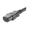 Cable de Alimentación Eléctrica Con Bloqueo de Seguridad, de IEC C14 a IEC C13, 1.2 Metros de Largo, Color Negro, Paquete de 10 Piezas