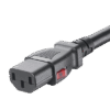 Cable de Alimentación Eléctrica Con Bloqueo de Seguridad, de IEC C14 a IEC C13, 1.8 Metros de Largo, Color Negro, Paquete de 10 Piezas