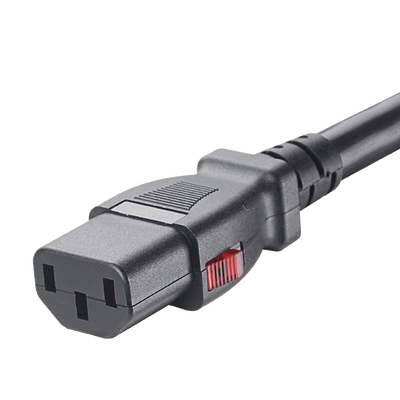 Cable de Alimentación Eléctrica Con Bloqueo de Seguridad, de IEC C14 a IEC C13, 1.8 Metros de Largo, Color Negro, Paquete de 10 Piezas