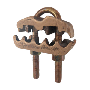 Conector para 3 Cables de Cobre (4 - 2/0 AWG) a Tubo o Varilla (5/8 in - 3/4 in). Conector para 3 Cables de Cobre (4 - 2/0 AWG) a Tubo o Varilla (5/8 in - 3/4 in).