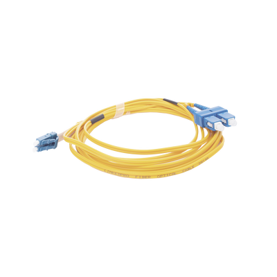 Jumper de Fibra Óptica Monomodo 9/125 LC/UPC-SC/UPC, PVC, 2.0 mm, Dúplex, amarillo, 3 metros