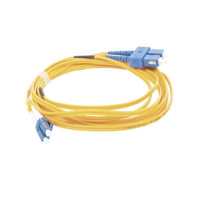 Jumper de Fibra Óptica Monomodo 9/125 LC/UPC-SC/UPC, PVC, 2.0 mm, Dúplex, amarillo, 3 metros