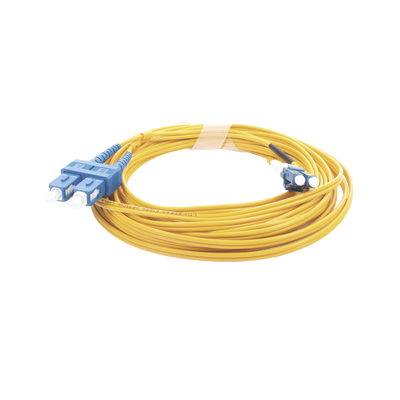 Jumper de Fibra Óptica Monomodo 9/125 LC/UPC-SC/UPC, PVC, 2.0 mm, Dúplex, amarillo, 5 metros