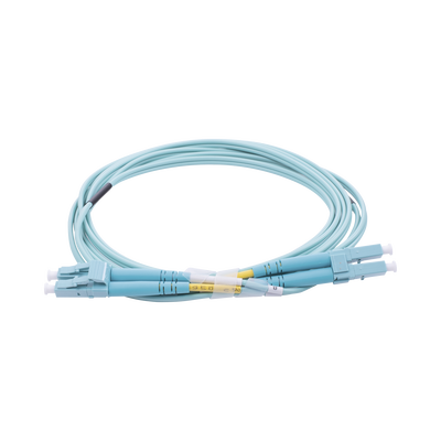 Jumper de Fibra Óptica Multimodo OM3 50/125 LC-LC OFNR (Riser), 2.0 mm, Dúplex, Aqua, 2 metros