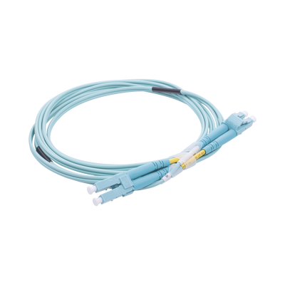 Jumper de Fibra Óptica Multimodo OM3 50/125 LC-LC OFNR (Riser), 2.0 mm, Dúplex, Aqua, 2 metros