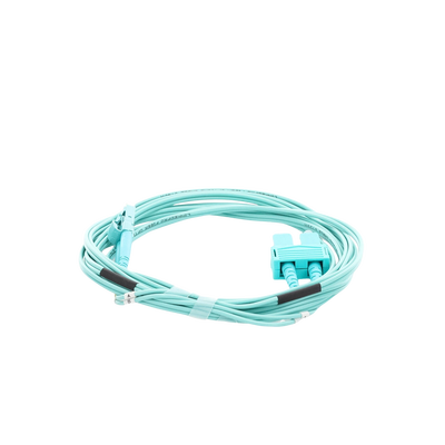 Jumper de Fibra Óptica Multimodo OM3 50/125 LC-SC OFNR (Riser), 2.0 mm, Dúplex, Aqua, 3 metros