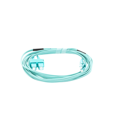 Jumper de Fibra Óptica Multimodo OM3 50/125 LC-SC OFNR (Riser), 2.0 mm, Dúplex, Aqua, 3 metros