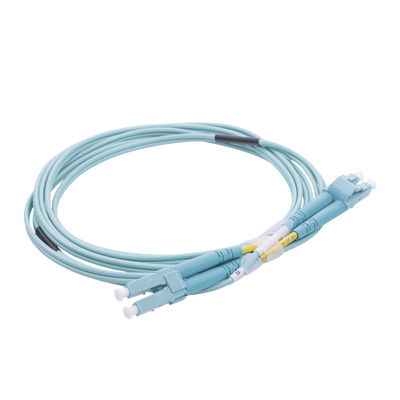 Jumper de Fibra Óptica Multimodo OM4 50/125 LC-LC OFNR (Riser), 2.0 mm, Dúplex, Aqua, 2 metros