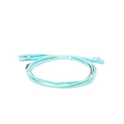 Jumper de Fibra Óptica Multimodo OM4 50/125 LC-LC OFNR (Riser), 2.0 mm, Dúplex, Aqua, 2 metros