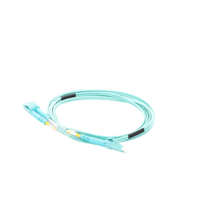 Jumper de Fibra Óptica Multimodo OM4 50/125 LC-LC OFNR (Riser), 2.0 mm, Dúplex, Aqua, 2 metros