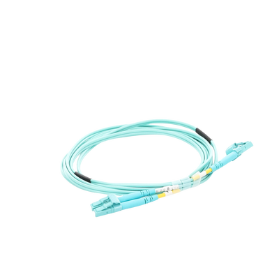Jumper de Fibra Óptica Multimodo OM4 50/125 LC-LC OFNR (Riser), 2.0 mm, Dúplex, Aqua, 2 metros