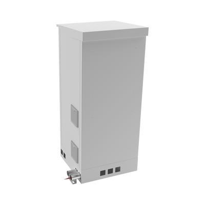 Gabinete de Piso para Exterior con Ventiladores y Termostato con Rack de 19" de 16 U + Espacio para Baterías, Se envía el Gabinete Armado.