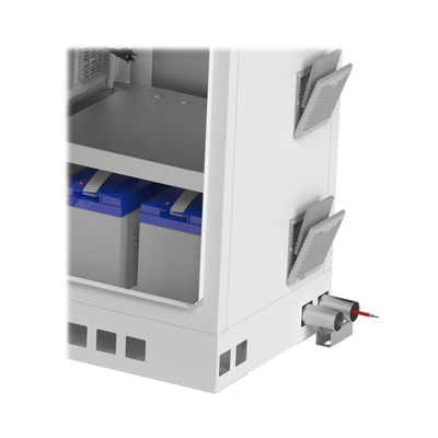 Gabinete de Piso para Exterior con Ventiladores y Termostato con Rack de 19" de 16 U + Espacio para Baterías, Se envía el Gabinete Armado.