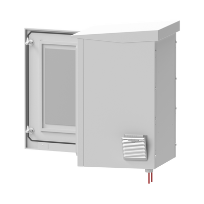 Gabinete de Exterior con Rack de 19" de 16U con Ventiladores y Termostato, Se envía el Gabinete Armado. (Montaje a poste o torre se vende por separado).