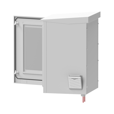 Gabinete de Exterior con Rack de 19" de 24U con Ventiladores y Termostato, Se envía el Gabinete Armado (Montaje a poste o torre se vende por separado).