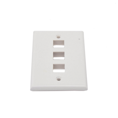 Placa de pared de 3 puertos, Keystone, Color Blanco