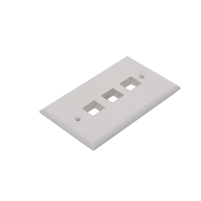 Placa de pared de 3 puertos, Keystone, Color Blanco