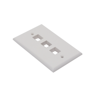 Placa de pared de 3 puertos, Keystone, Color Blanco