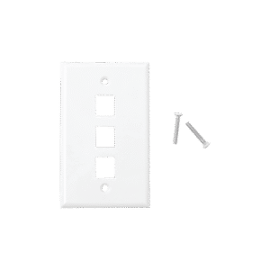 Placa de pared de 3 puertos, Keystone, Color Blanco