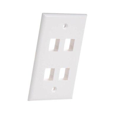 Placa de pared de 4 puertos, Keystone, Color Blanco