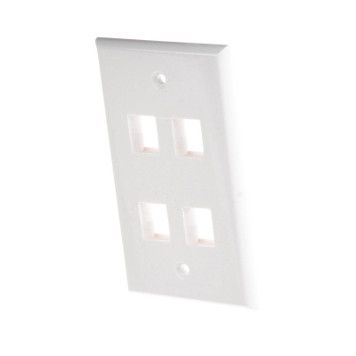 Placa de pared de 4 puertos, Keystone, Color Blanco
