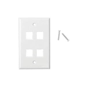 Placa de pared de 4 puertos, Keystone, Color Blanco