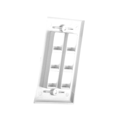 Placa de pared de 6 puertos, Keystone, Color Blanco Placa de pared de 6 puertos, Keystone, Color Blanco
