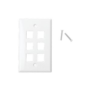 Placa de pared de 6 puertos, Keystone, Color Blanco