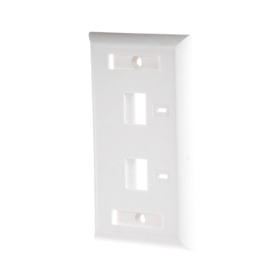 Placa de pared de 2 puertos, Keystone, con espacio para etiqueta, Color Blanco Placa de pared de 2 puertos, Keystone, con espacio para etiqueta, Color Blanco