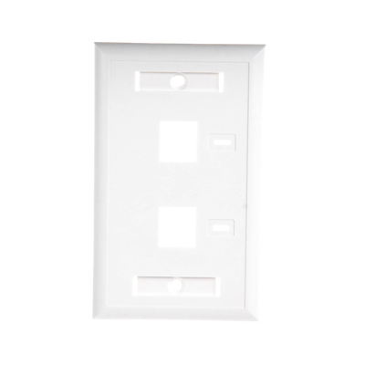 Placa de pared de 2 puertos, Keystone, con espacio para etiqueta, Color Blanco Placa de pared de 2 puertos, Keystone, con espacio para etiqueta, Color Blanco