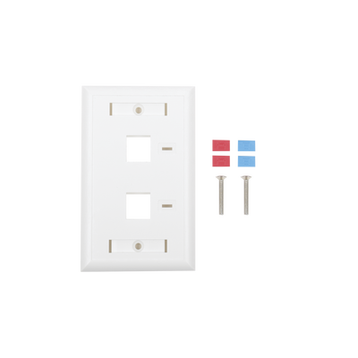 Placa de pared de 2 puertos, Keystone, con espacio para etiqueta, Color Blanco Placa de pared de 2 puertos, Keystone, con espacio para etiqueta, Color Blanco