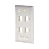 Placa de pared de 4 puertos, Keystone, con espacio para etiqueta, Color blanco