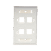 Placa de pared de 4 puertos, Keystone, con espacio para etiqueta, Color blanco