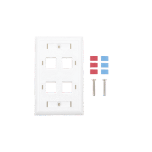 Placa de pared de 4 puertos, Keystone, con espacio para etiqueta, Color blanco