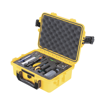 Kit de herramientas para terminación de conectores mecánicos de fibra óptica, incluye maletín ideal para transportar con especificación militar (uso rudo)
