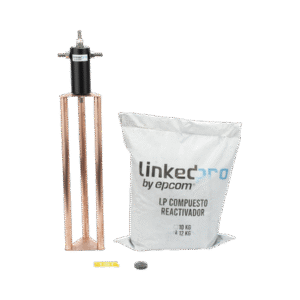 Electrodo de Cobre para Corriente Máxima de 60 Amp. con Compuesto Mejorador de Terreno