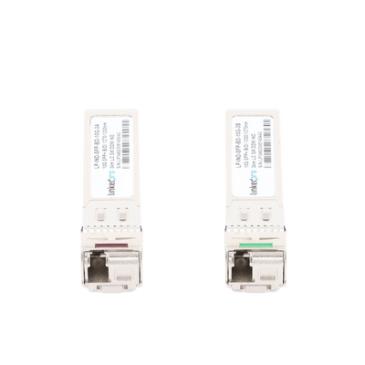 Transceptores Ópticos Industriales Bidireccionales SFP+ (Mini-Gbic) / Monomodo 1270 & 1330 nm / 10 Gbps / 10GBASE / Conector LC/UPC Simplex / DDM / Hasta 3 km / 2 Piezas