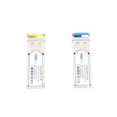 Transceptores Ópticos Industriales Bidireccionales SFP (Mini-Gbic) / Monomodo 1310 & 1550 nm / 1.25 Gbps / 1000BASE-BX / Conector LC/UPC Simplex / DDM / Hasta 10 km / 2 Piezas Transceptores Ópticos Industriales Bidireccionales SFP (Mini-Gbic) / Monomodo 1310 & 1550 nm / 1.25 Gbps / 1000BASE-BX / Conector LC/UPC Simplex / DDM / Hasta 10 km / 2 Piezas