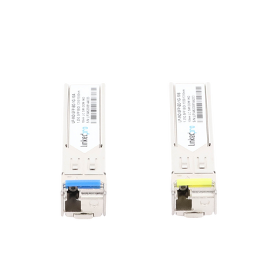 Transceptores Ópticos Industriales Bidireccionales SFP (Mini-Gbic) / Monomodo 1310 & 1550 nm / 1.25 Gbps / 1000BASE-BX / Conector LC/UPC Simplex / DDM / Hasta 10 km / 2 Piezas Transceptores Ópticos Industriales Bidireccionales SFP (Mini-Gbic) / Monomodo 1310 & 1550 nm / 1.25 Gbps / 1000BASE-BX / Conector LC/UPC Simplex / DDM / Hasta 10 km / 2 Piezas