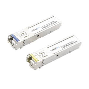 Transceptores Ópticos Industriales Bidireccionales SFP (Mini-Gbic) / Monomodo 1310 & 1550 nm / 1.25 Gbps / 1000BASE-BX / Conector LC/UPC Simplex / DDM / Hasta 10 km / 2 Piezas